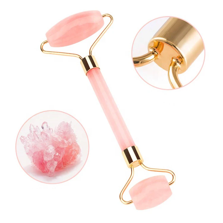 Factory Supply natural jade roller guasha massage double head jade roller wholesale face roller gua sha set rouleau de jade