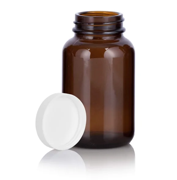 Heavy Glass Medical Screw-Top Packer Bottles Wide Mouth Container Jars Amber Glass Jar 4 oz 120cc Size