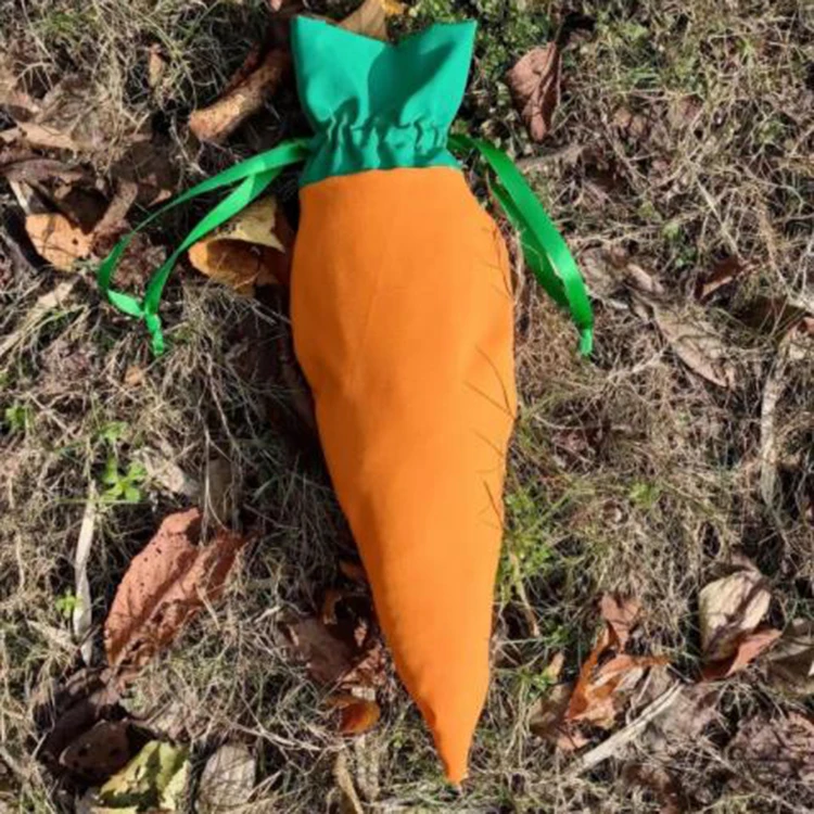 Personalized Easter Carrot Gifts Bags Party Favor Bag Treat Chocolate Candy Bag For Kids Fabric Reusable Sweet Cones Sack