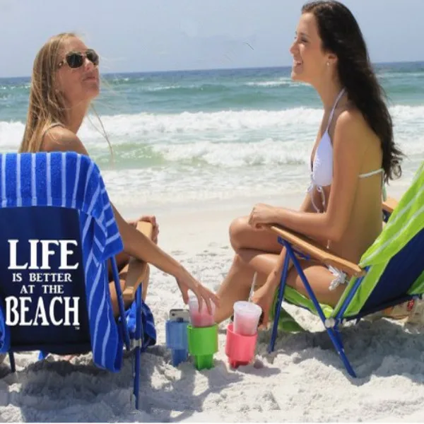 Рекламный пластиковый держатель для пляжных чашек подставки напитков подстаканник пляжа