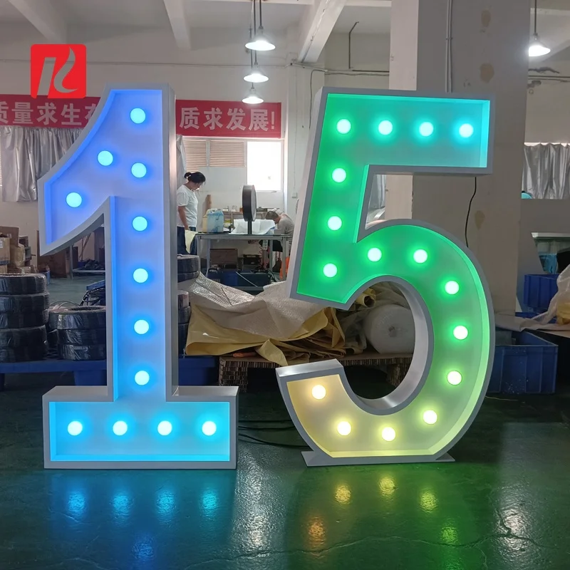 Kexian Custom Marquee Numbers Giant Led Light Up Marquee Letters Decorative Numbers 0-9 LED Bulb Light Number