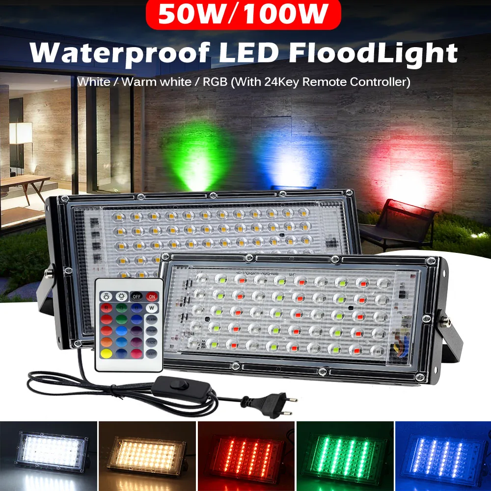 Промышленный наружный Rgb-прожектор IP65 водонепроницаемый 50 Вт 100 150 200 цветной светодиодный прожектор
