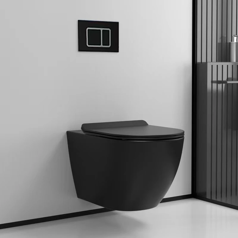 176YH Modern style luxury sanitary ware bathroom matt black  wall hung toilet