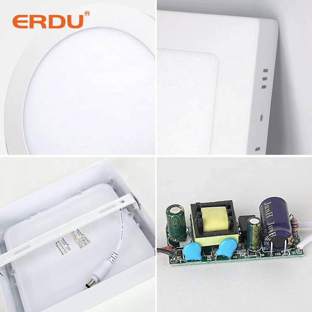 ERDU Surface Mounted Indoor Lighting Aluminum Smd Round Square Ceiling Led Slim Panel Light