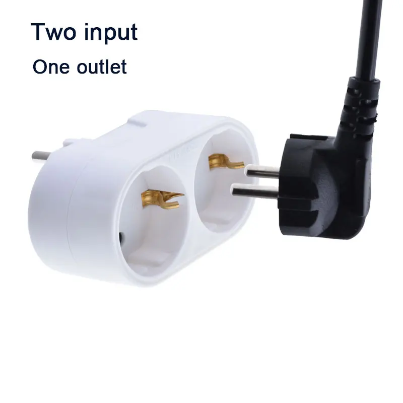 Girl Gift European style 2 ways power extension socket schuko euro plug adapter Euro CEE7/7 Schuko to CEE7/3 wall Outlet Socket