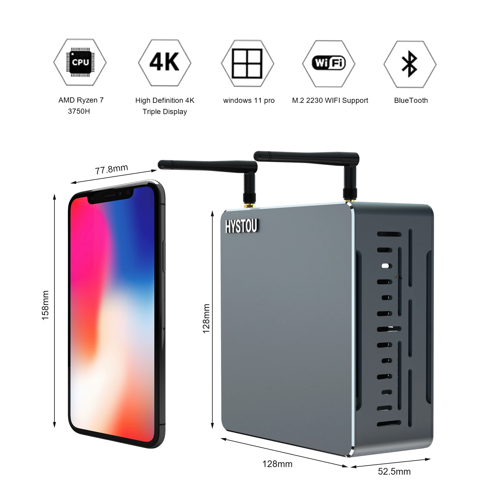 2023 Popular Product Gaming Computer AMD Ryzen 7 3750H Small Desktop Dual 4K Display Mini PCs Computer