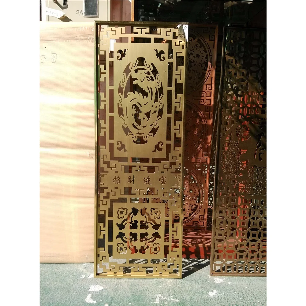 
Decorative Gold Color Laser Cut Metal Room Dividers Partitions Screen 
