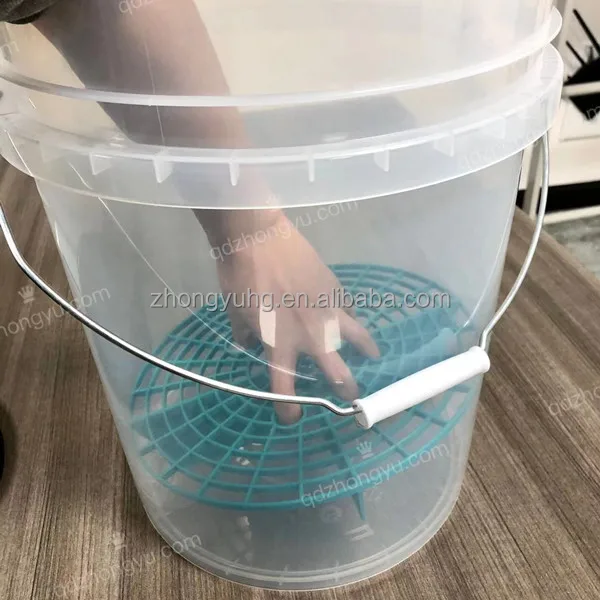 Plastic Clear Auto Cleaning Container 5 gallon detailing car wash bucket with detailing tools dirt trap bucket tool organizer