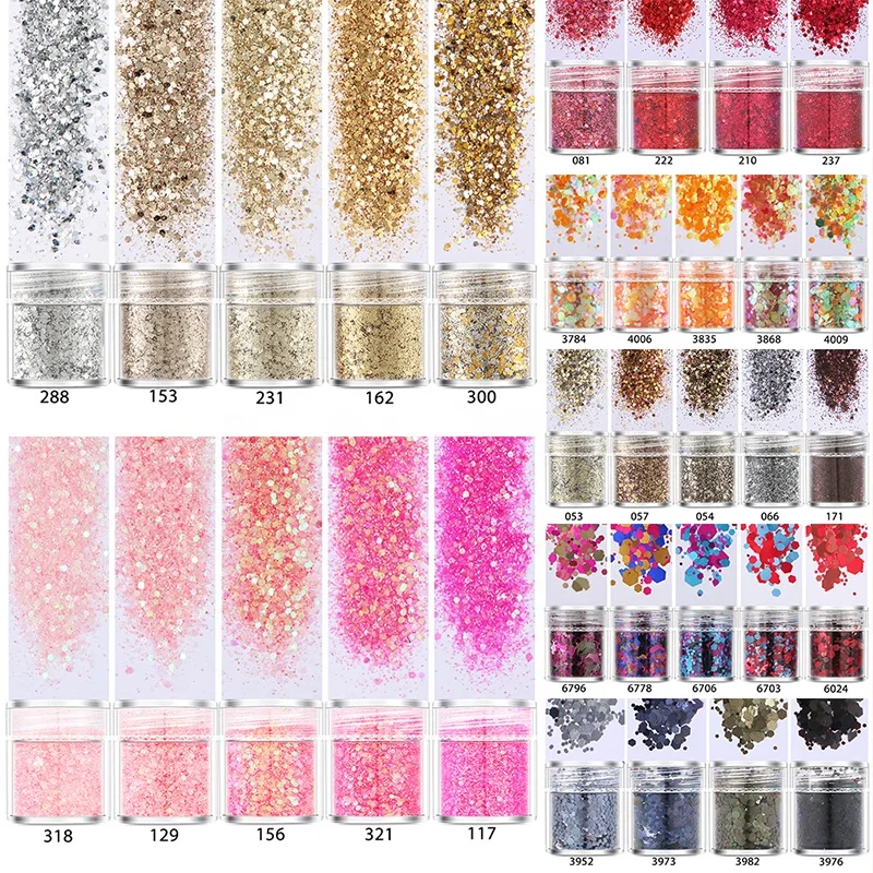 
Internet Explosion Flash Powder Ultra Fine Flash Powder+1mm+2mm+3mm Mixed Sequin Gradient Color Set 