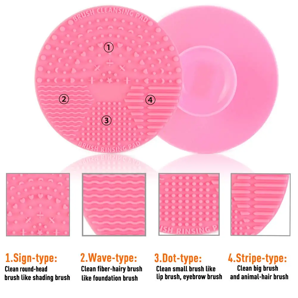 Brush Cleaning Mat,Silicone Makeup Cleaning Brush Scrubber Mat Portable Washing Tool Cosmetic Brush Cleaner with Suction Cup