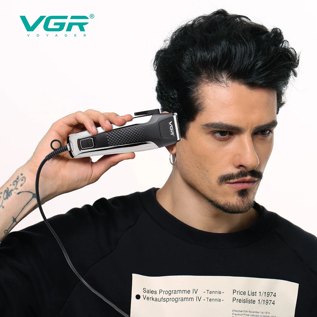 VGR V-120 Hair Cutting Machine Hair Trimmer Professional Electric Corded Barber Hair Clipper Set for Men