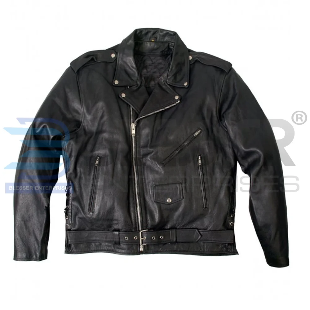 Hot Selling Leather Classic Motorcycle Leather Jacket with Zip Out Lining