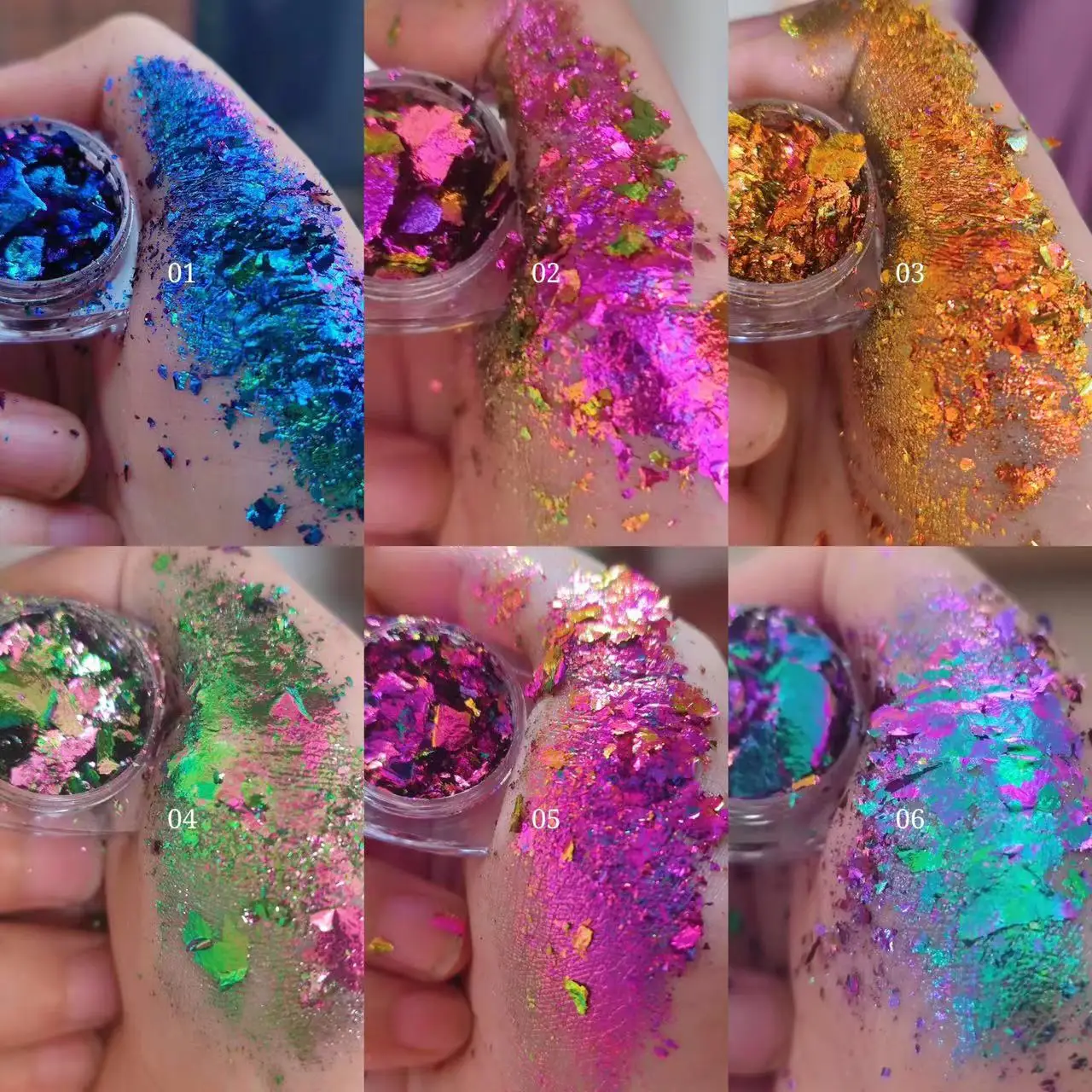 wholesale chameleon multichrome glitter lipstick multi chrome flakes eyeshadow iridescen