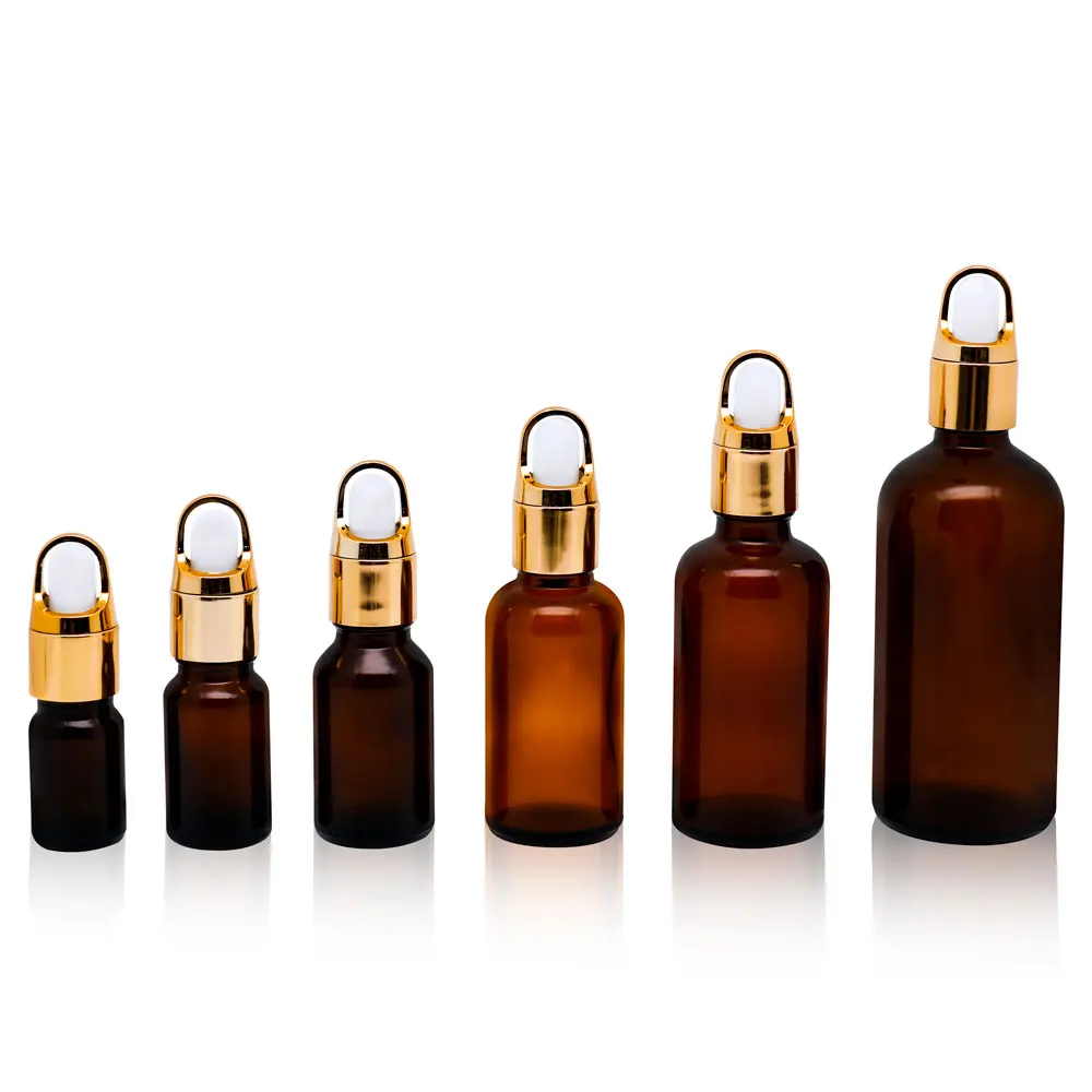 Cosmetic 15ml 30ml amber essential oil bottle glass eye dropper bottles