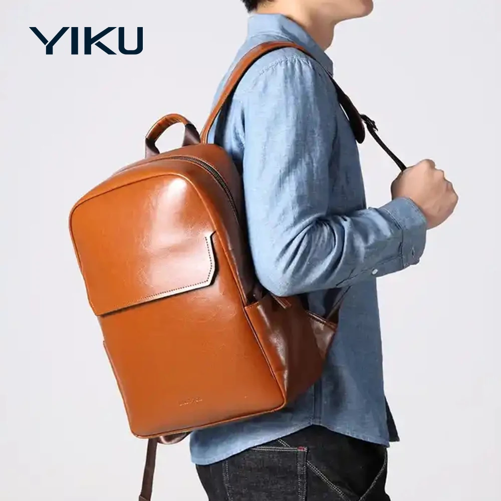 Customized logo and full real  cow leather  genuine leather bags for men Travel Outdoor Bag Capacity Water Proof Backpack