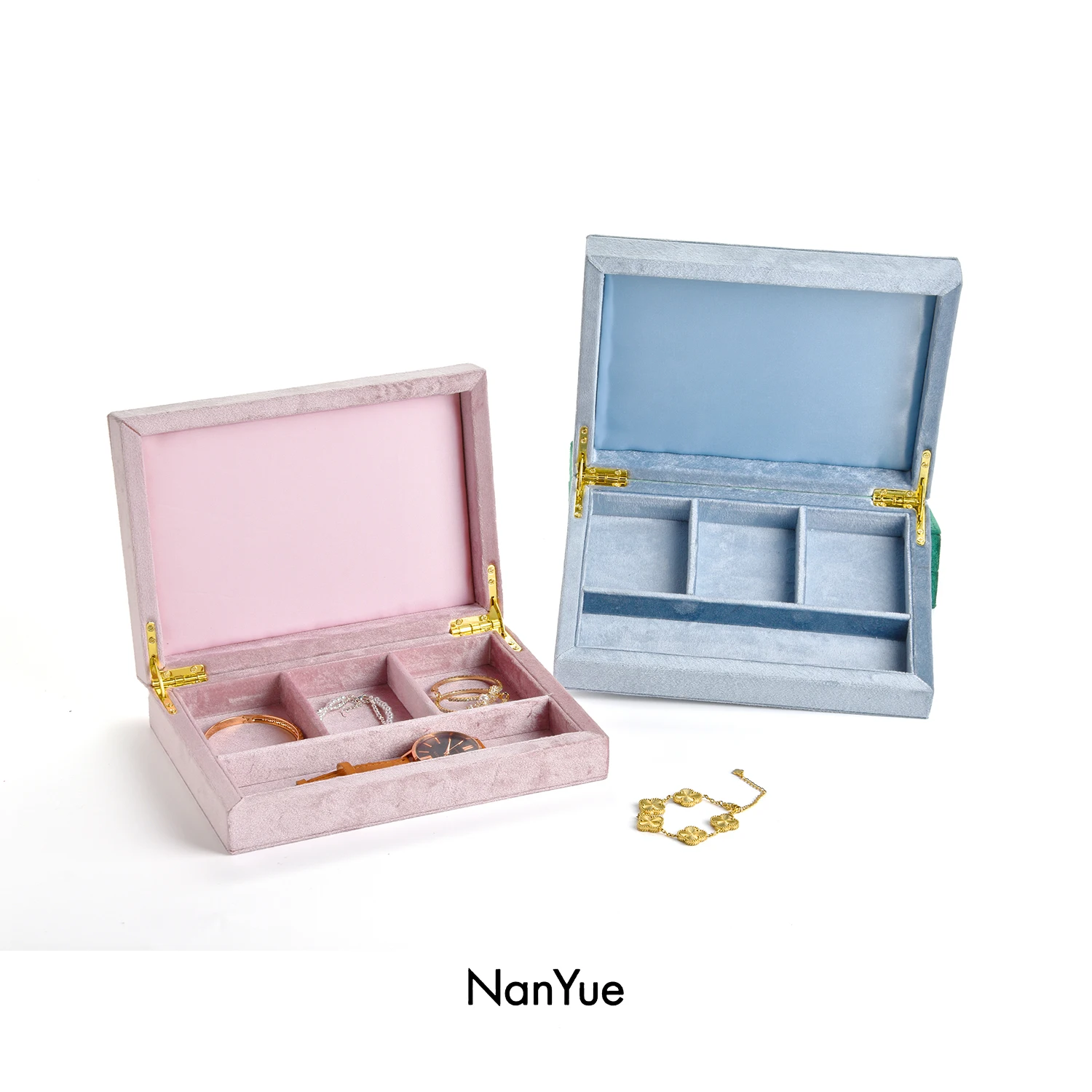 Factory Wholesale Brand Velvet Individual Suede Custom Logo Large Storage Traveling Wooden Necklace Ring Jewelry Box