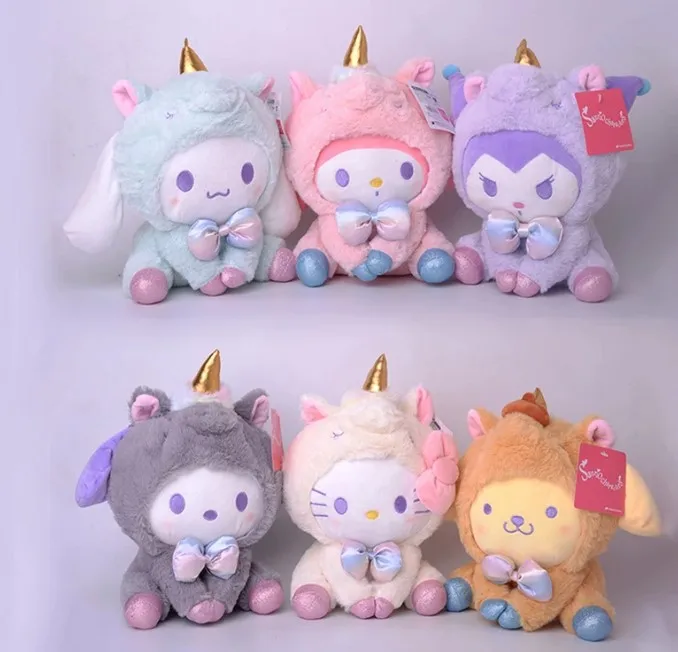 A + Sanrioed KawaiiJapanese милый мультяшный Kuromi моя мелодия Привет котенок превратился в лошадь плюшевый набитый мультяшная фигурка Мягкая кукла