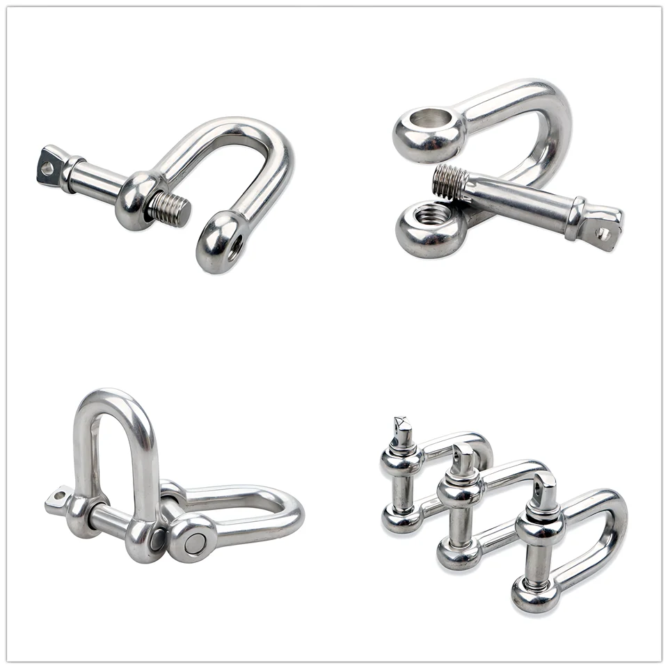 Spot National Standard Shackle D-type Shackle Lifting Shackle Galvanized U-shaped Ring Sling Power Tool Snap Ring Silver Metric