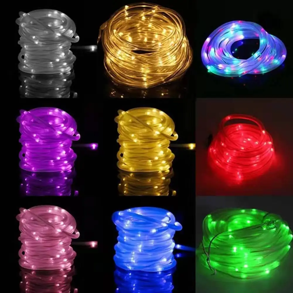 5M 50LED Solar Power Garden Light String Outdoor Rope Tube Led String Fairy Lights for Garden Fence Landscape