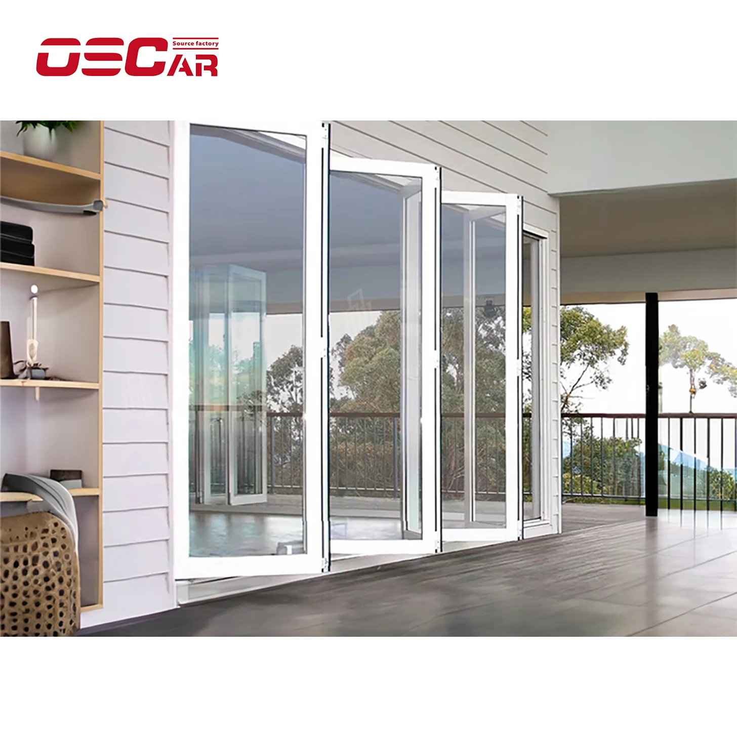 Oscaracso The new listing 3D model design aluminum folding door with frame bathroom folding door