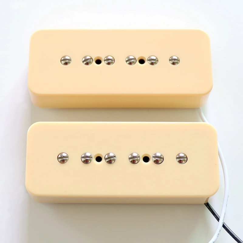 Donlis 1set Ivory Alnico 2 Magnet Bar Soap Bar P90 Guitar Pickups in Black for Quality Custom Single Coil Electric Guitars