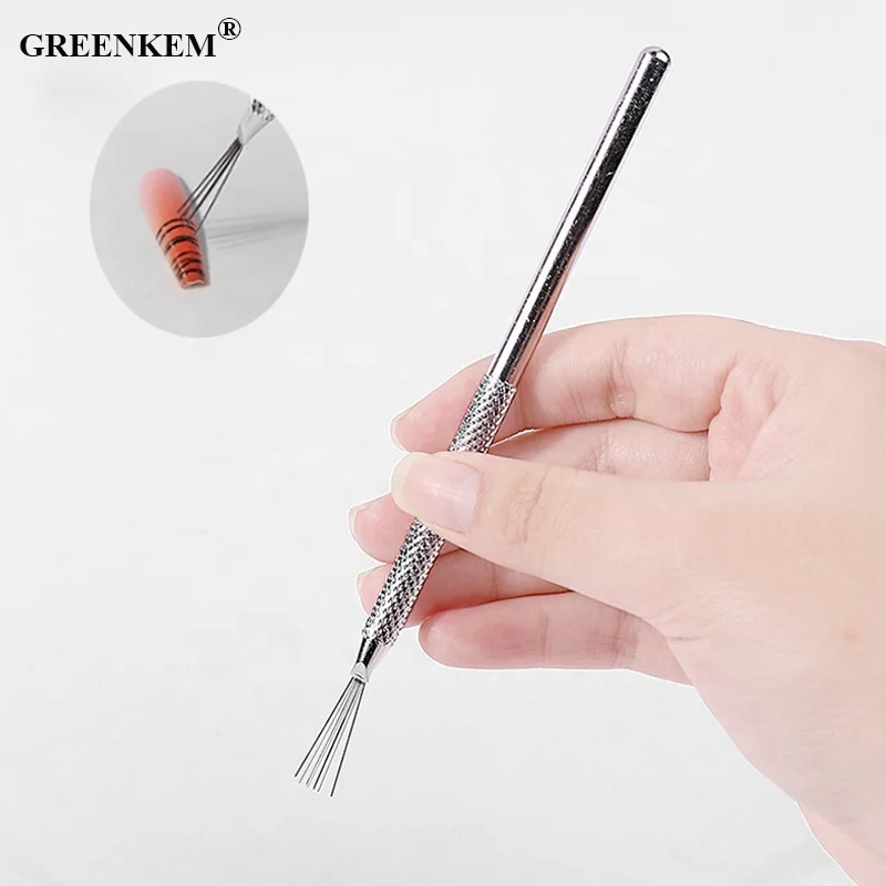 Nail Art Multi-function Seven-pin Pen Wire Drawing Tool Multi-head Flexible Stainless Steel Handle Nail Liner Pen
