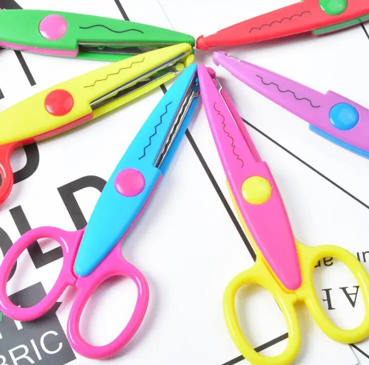 
Plastic Child-Safe Scissor Set Colorful Decorative Paper Edge Scissor Set for Children Art Craft Supplies 