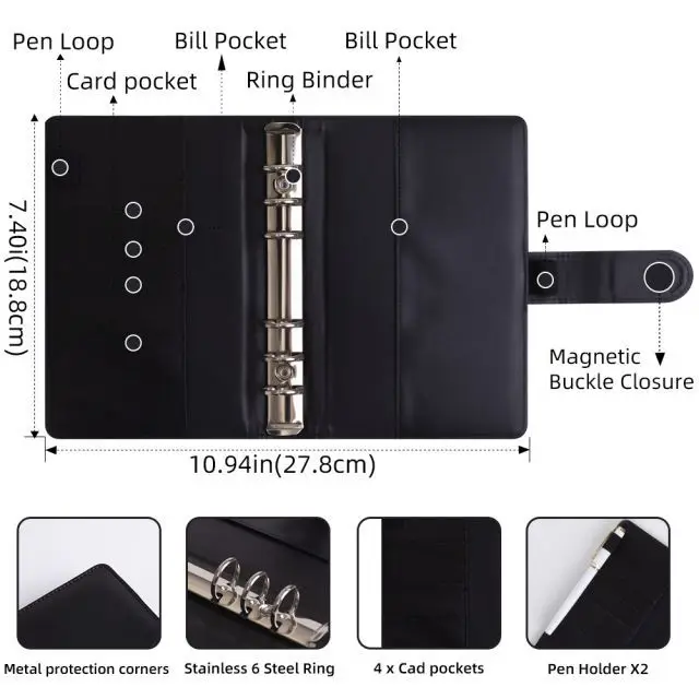 Budgeting Cash Envelopes Binder for Saving Money With Cash Money Envelopes for Cash Leather A6 Budget Binder