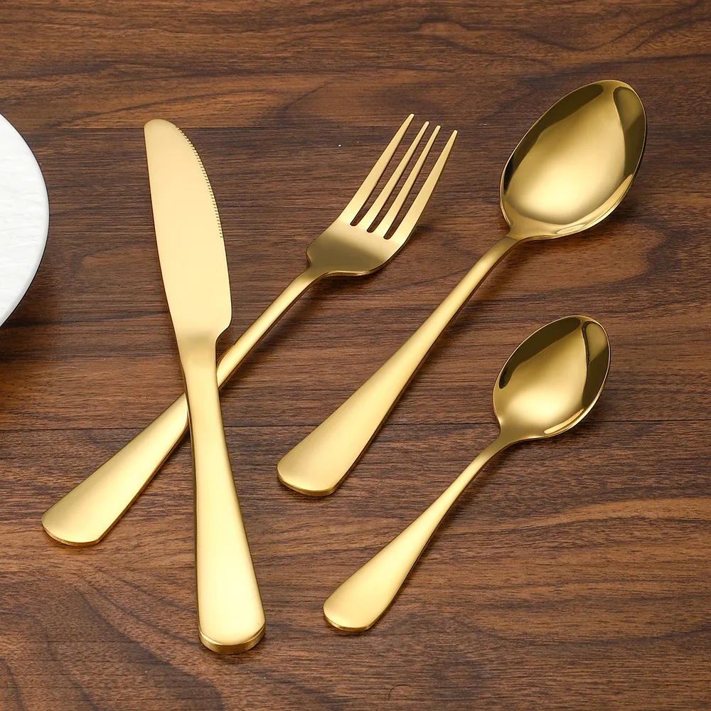 In Stock Cuttlery Set Juego De Cubiertos Gold Silverware Set Of Spoons And Forks With Box