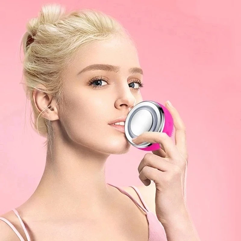 Popular silicone face cleaning brush ems micro vibration face cleans wash firming wrinkles electric face cleanser brush