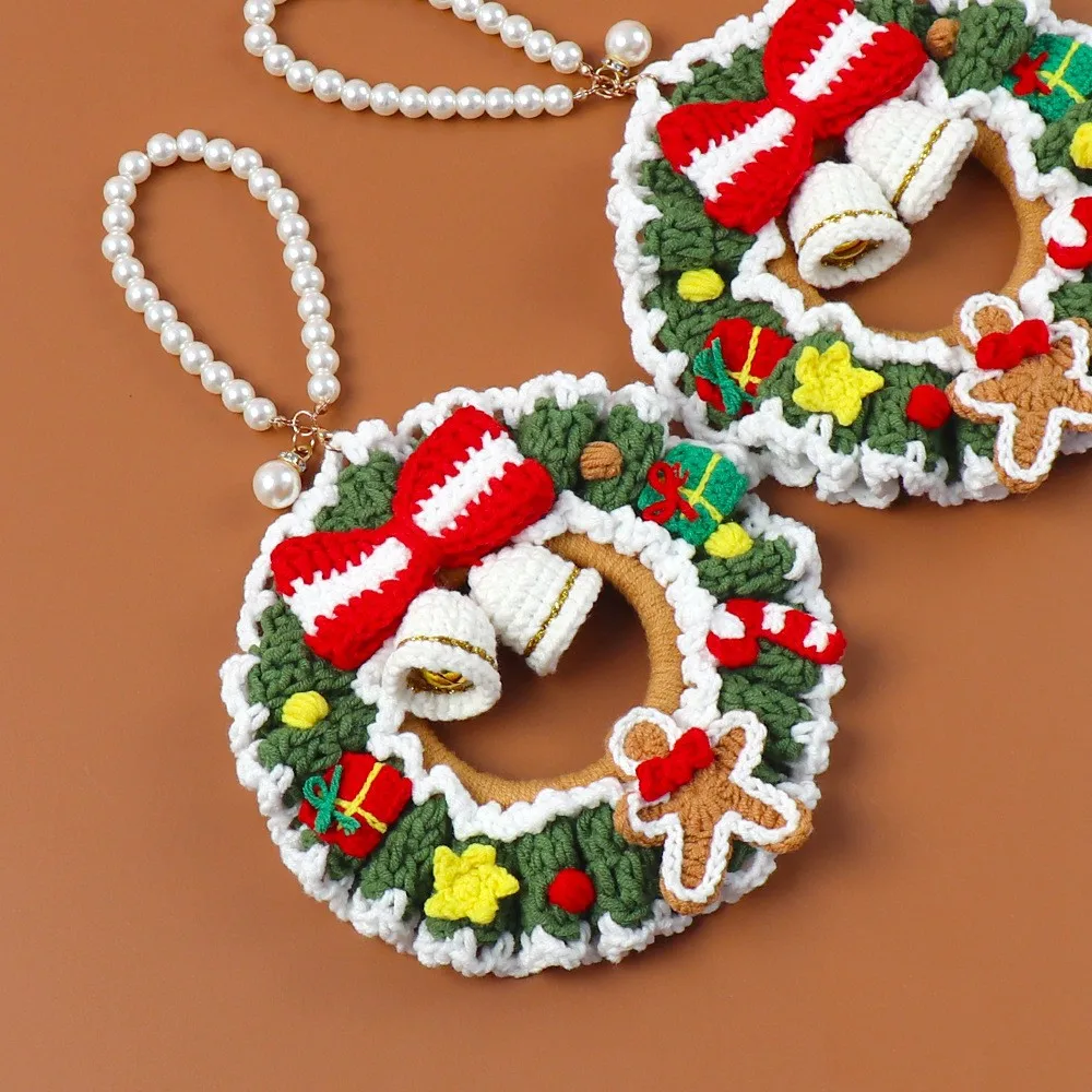 2024 Handmade Circular Flower Wreath crochet Knitted Beautiful Christmas Decoration Christmas Gift