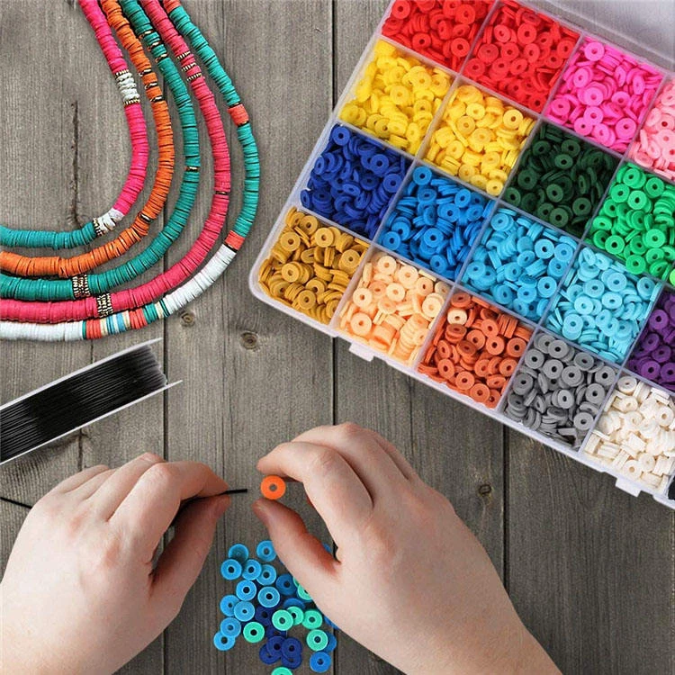 African Vinyl Disc Beads 5040Pcs Flat Round 6mm Heishi Bracelets DIY Clay Beads Polymer Jewelry Kit