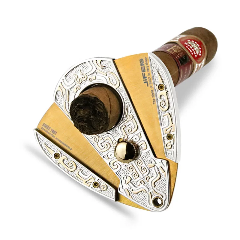 High-end Unique Ergonomic Double Guillotine Teardrop Shape Cigar Cutter
