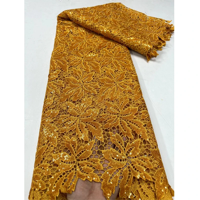 High quality cord lace sequins water soluble white guipure lace chemical