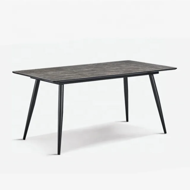 Wooden Dining Table Set Dining Room Furniture HPL concrete color Dining Table With Metal Lges - 1935