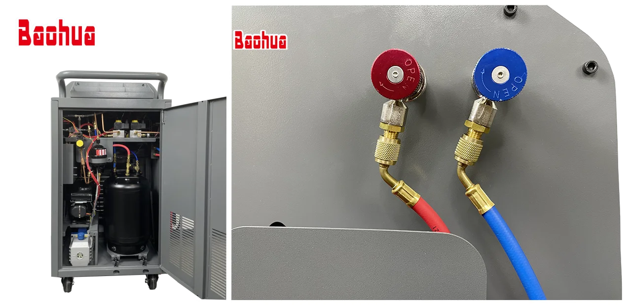 AC-70 refrigerant recycle and filling machine with Internal pipe cleaning and Small tank filling