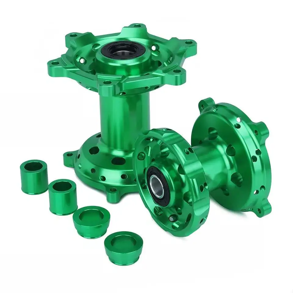 Motorcycle CNC Green Front Rear Wheel Hubs Set For KX250 06-08 19-20 KX250F KX450F 06-18