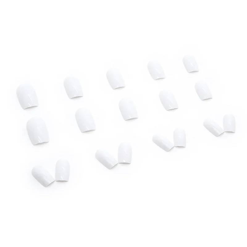 Medium Length Square Minimalist Solid Color Cream White Press On Nails 24PCS Wholesale