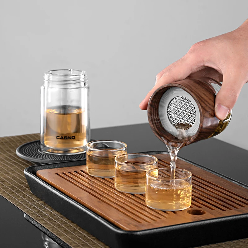 Bpa Free Leakproof Double Wall Borosilicate Glass Insulated Tea Separated Glass Water Bottle With Tea Strainer