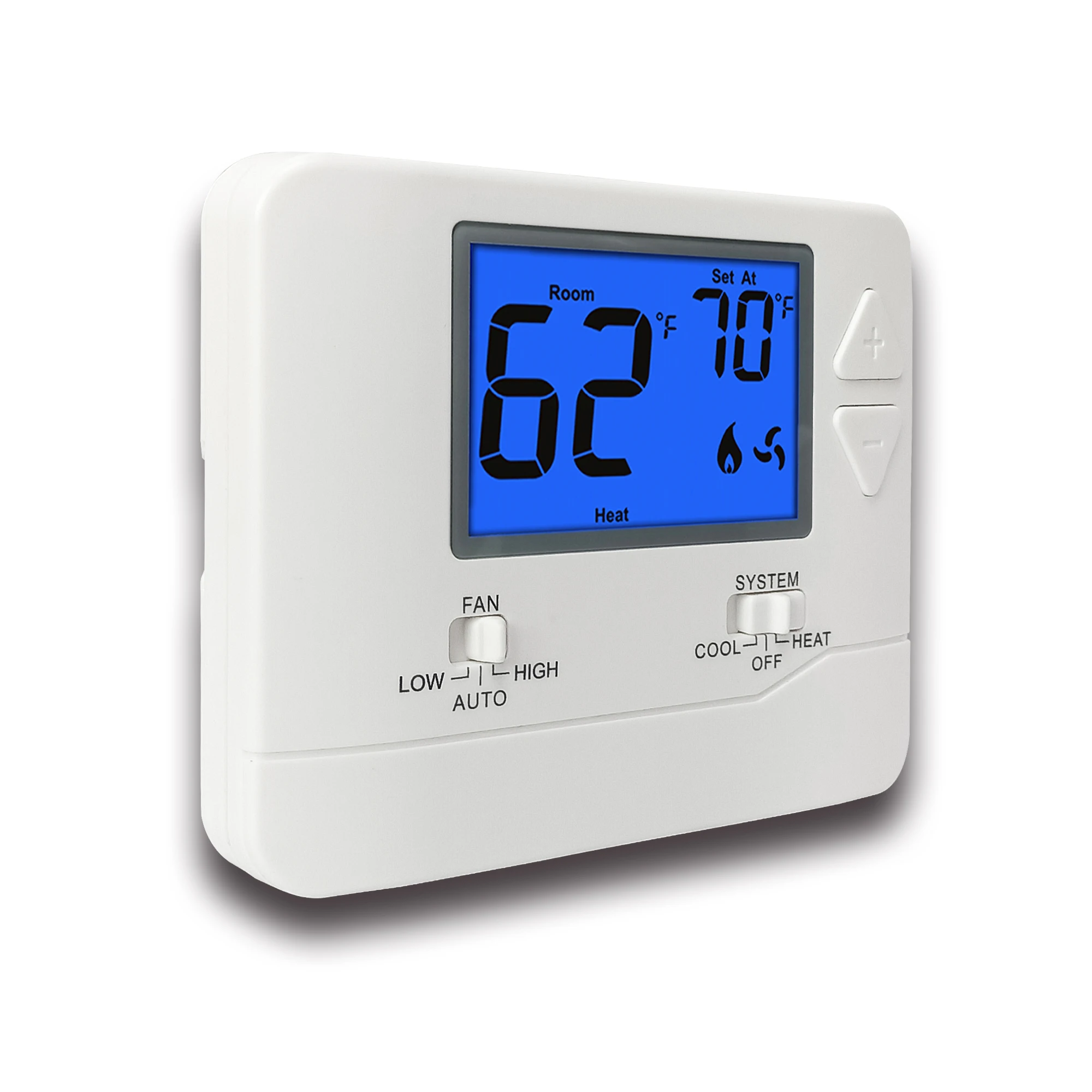Heat Pump Non Programmable Smart Room Thermostat with Blue Backlight for Air Conditioning