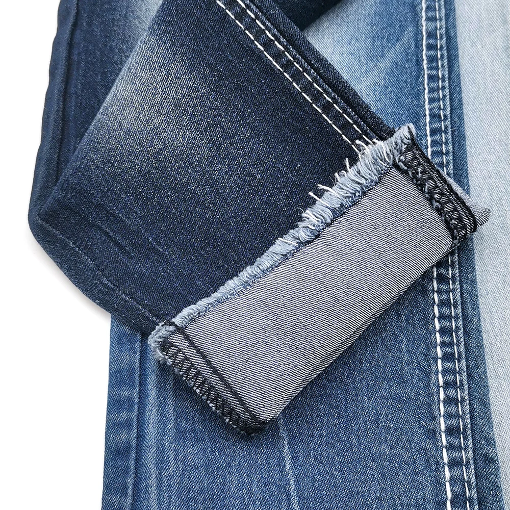 8.4oz Wholesale indigo denim fabric fresh stock stretch denim polyester spandex fabric B742