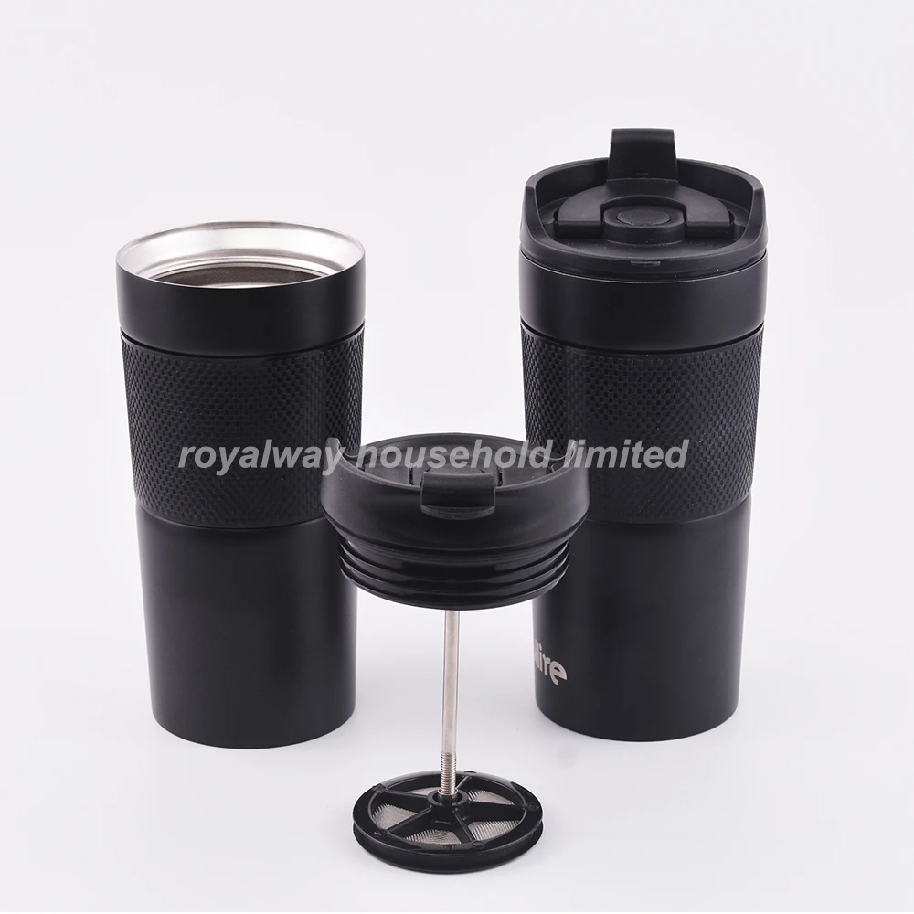 Portable Coffee Maker Travel Coffee Press Double Wall Insulated Thermal Coffee Cup 350ml/450ml