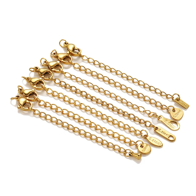 Extension Chain 18K Stainless Steel Engraved 5cm Tail Chain Lobster Buckle Set DIY Necklace Bracelet Jewelry Accessories