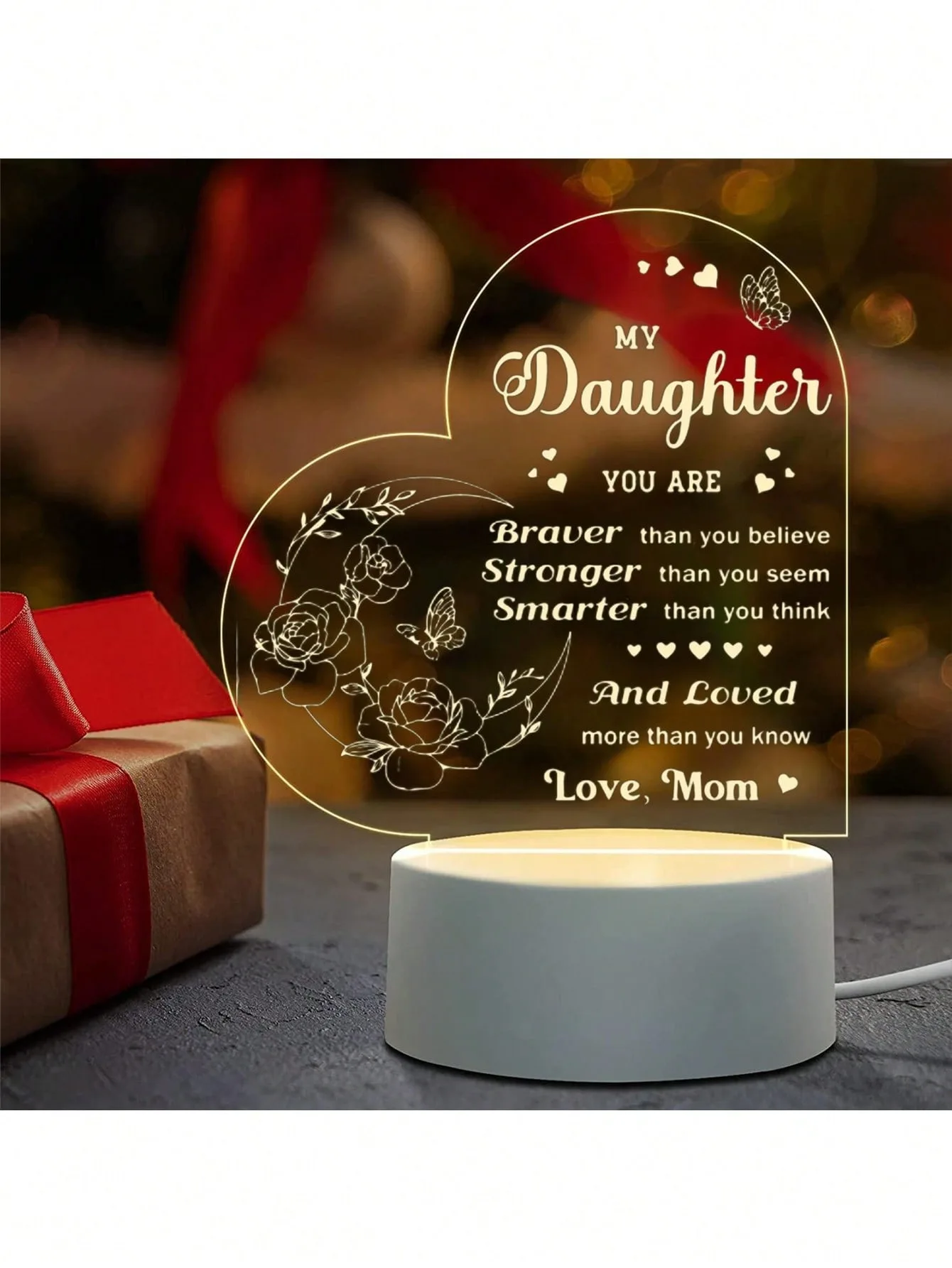 Romantic Love  Gifts Lamp Personal Customized Letters Heart Shaped 3D LED Acrylic Warm Night Light