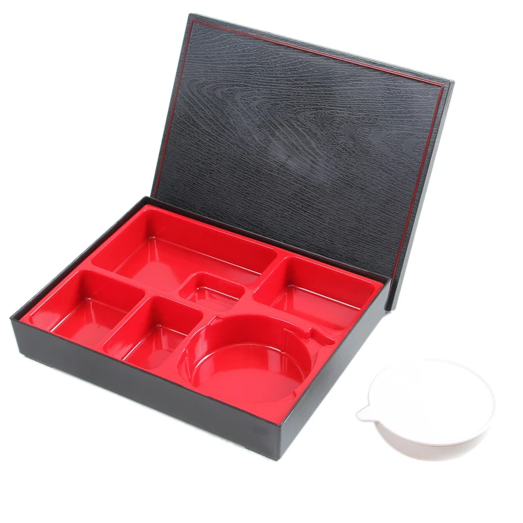 Premium 6 Compartment Traditional Extra Large Bento Box with Soup Insert