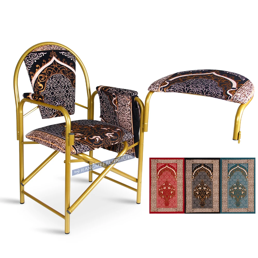 Factory new design foldable metal pastor islam muslim mosque church elder people used prayer chair