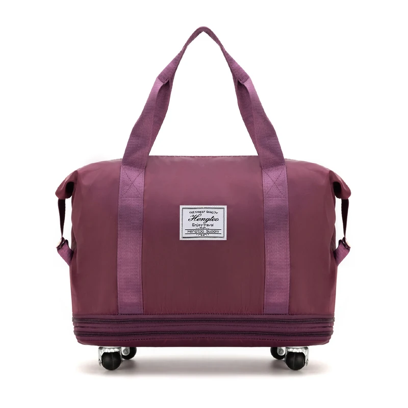 Zipper waterproof portable dry wet travel bag Pull rod fitness folding travel bag for sale