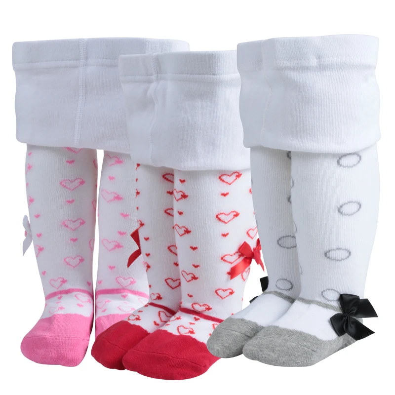 Прямые продажи от поставщика детские колготки из чесаного хлопка модные Нескользящие с бантом для девочек и малышей