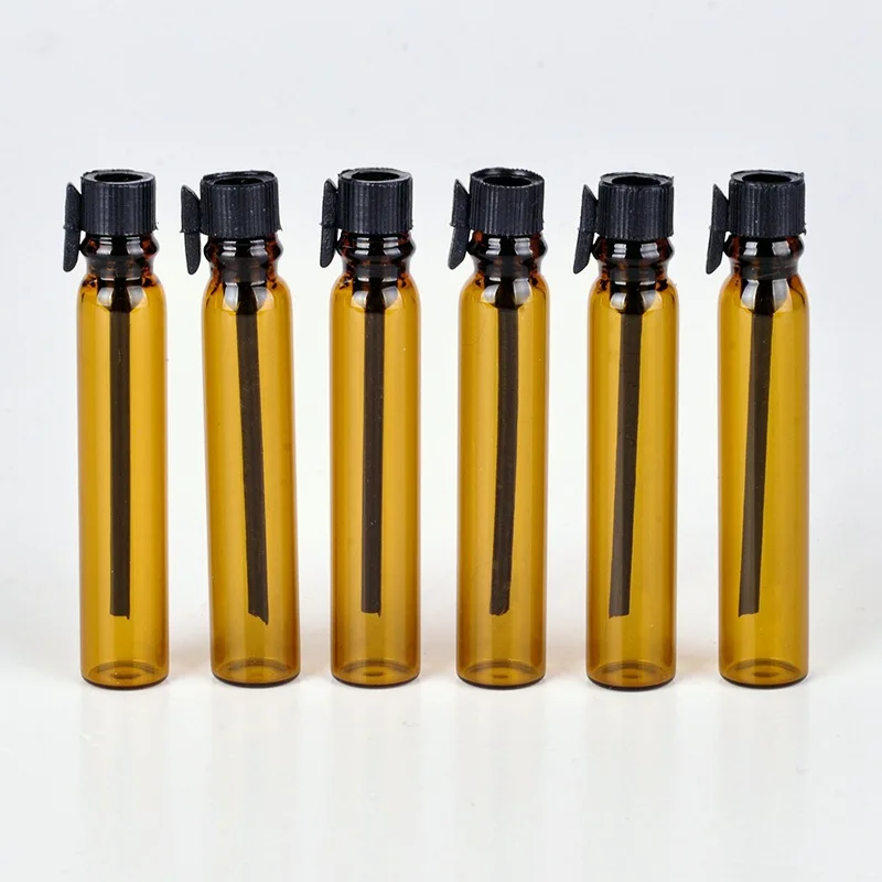 1ml 2ml Mini Refillable Portable Amber Glass Sample Test Bottle for essential oil