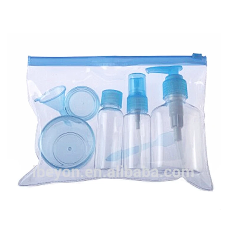 Косметическая пластиковая бутылка для макияжа с индивидуальным принтом, набор для путешествий с сумкой из ПВХ